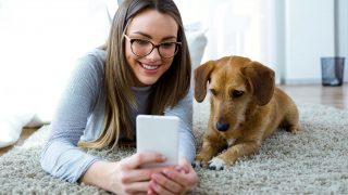 dog and woman